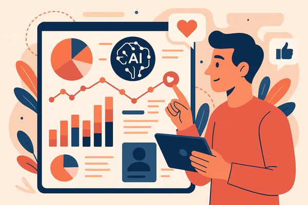 Professional illustration representing How AI-Enhanced Analytics Boost User Engagement Effectively featuring elements rela...