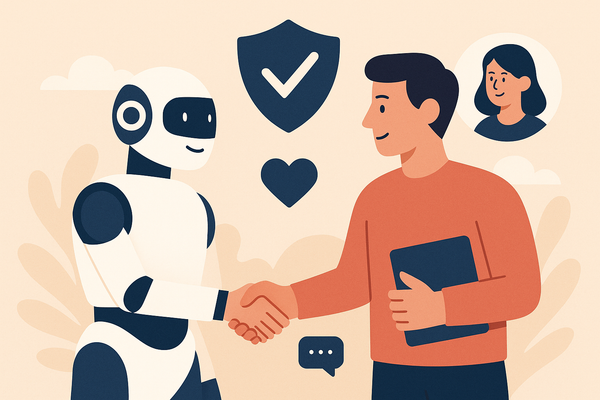 Professional illustration representing How AI-Enhanced Interactions Boost Consumer Trust Effectively featuring elements re...