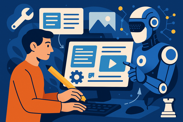 Professional illustration representing How AI Tools Elevate Your Content Creation Strategy featuring elements related to c...