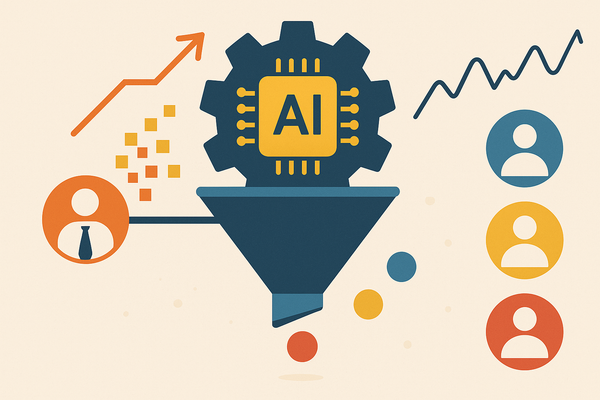 Professional illustration representing Boost Your Sales Funnel Efficiency With Artificial Intelligence featuring elements ...