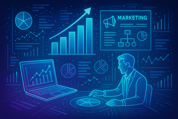 Professional illustration representing Master the Art of Data-Driven Decision Making in Marketing featuring elements relat...