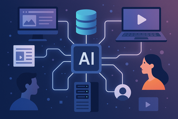 Professional illustration representing How to Build a Powerful AI-Driven Content Distribution Network featuring elements r...