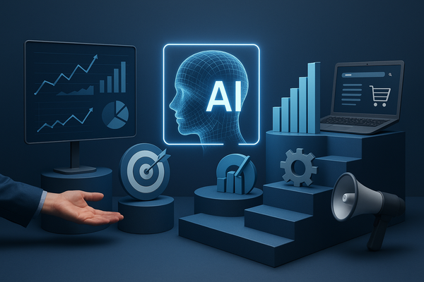Professional illustration representing How to Build a Resilient Marketing Infrastructure Using AI featuring elements relat...