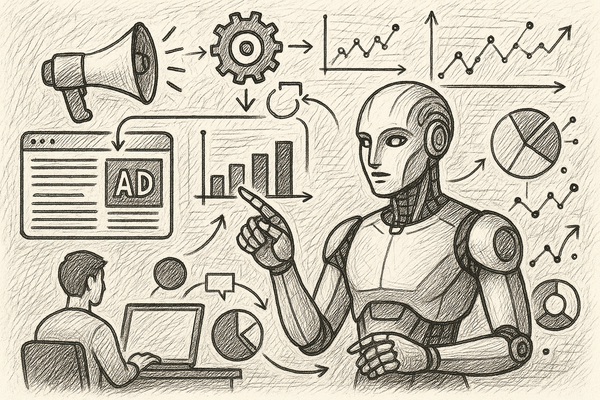 Professional illustration representing How to Craft Effective AI-Driven Digital Advertising Campaigns featuring elements r...