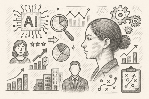 Professional illustration representing Leverage AI for Deeper Customer Insights and Enhanced Strategy featuring elements r...