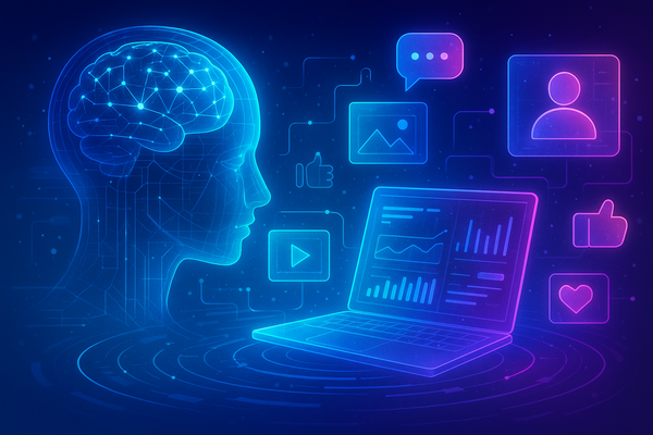 Professional illustration representing Leverage Machine Learning to Revolutionize Your Social Media Strategy featuring ele...