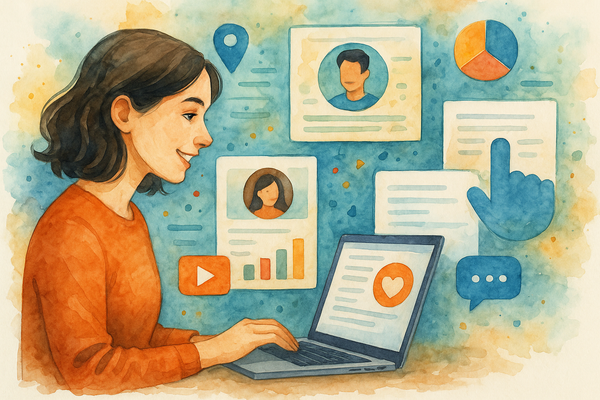 Professional illustration representing Master the Art of Content Personalization to Boost User Engagement featuring elemen...
