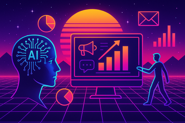 Professional illustration representing Master the Art of Crafting High-Converting AI-Driven Campaigns featuring elements r...