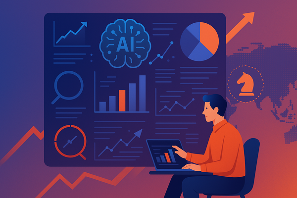 Professional illustration representing Mastering AI for Unmatched Competitive Analysis Insights featuring elements related...