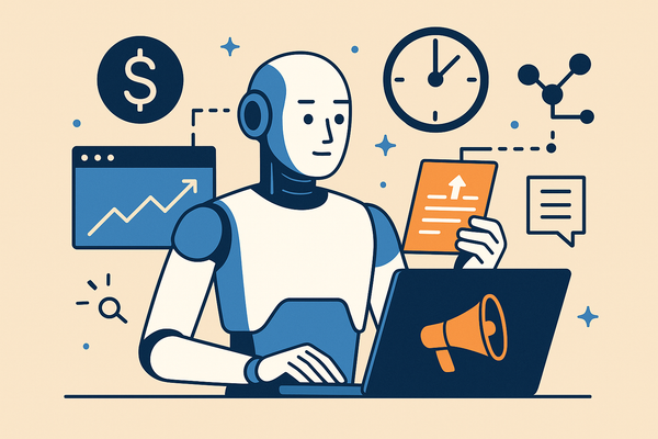 Professional illustration representing Mastering AI: Your Ultimate Guide to Digital Advertising Success featuring elements...