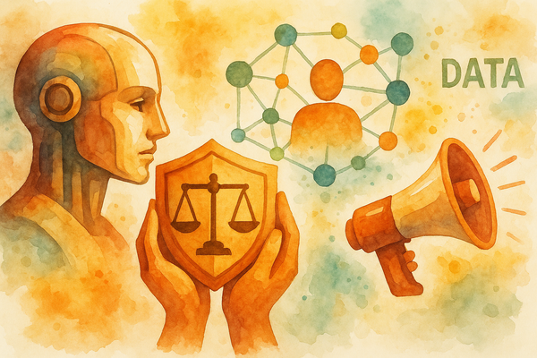 Professional illustration representing Mastering Essential AI Ethics for Successful Marketing featuring elements related t...
