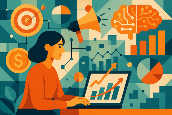 Professional illustration representing Maximize Your Ad Budget with AI: Five Proven Strategies featuring elements related ...