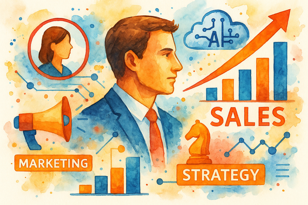 Professional illustration representing Unlock Consistent Sales Growth: Essential AI Strategies That Work featuring element...