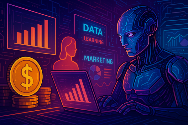 Professional illustration representing Unlock the Power: 5 Proven Methods to Optimize Ad Spend with AI featuring elements ...