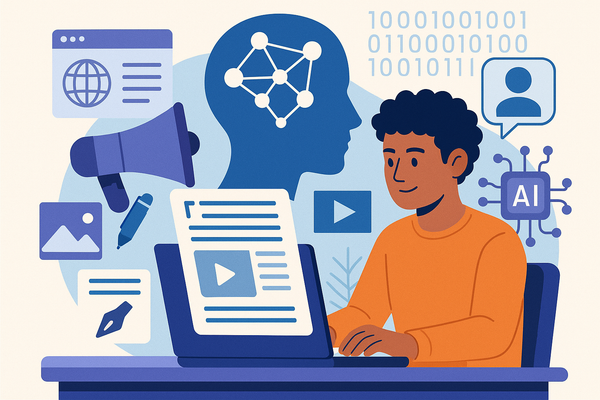 Professional illustration representing Unlock the Power of AI Algorithms to Optimize Content Creation featuring elements r...
