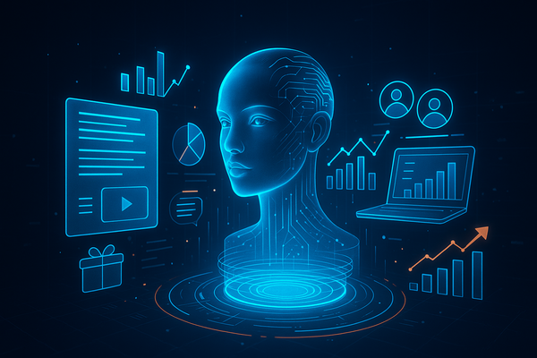Professional illustration representing Unlock the Power of AI-Driven Analytics in Content Creation featuring elements rela...