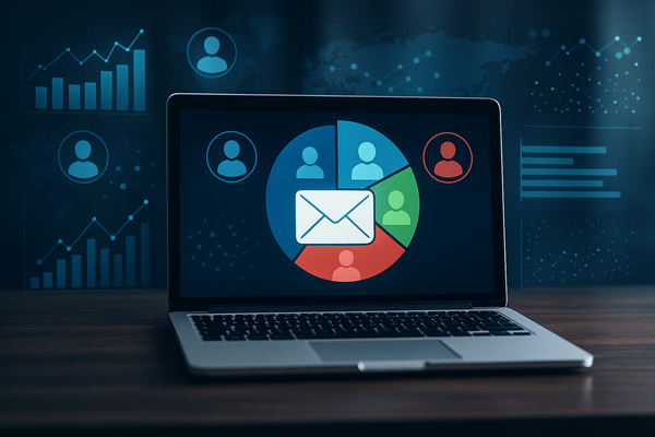 Professional illustration representing Unlock the Power of AI-Driven Segmentation for Email Campaign Success featuring ele...