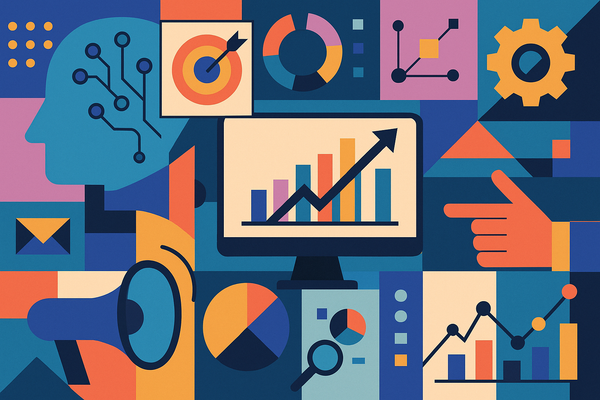 Professional illustration representing Unlock the Power of AI to Boost Your Campaign Performance featuring elements relate...