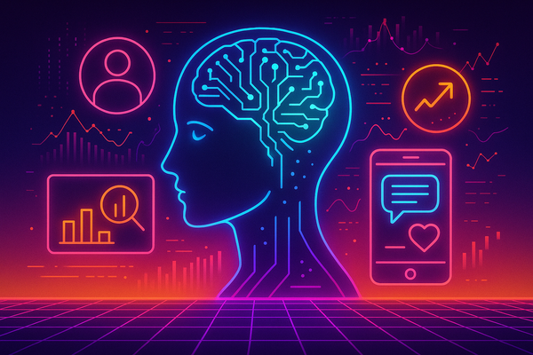 Professional illustration representing Unlock the Secrets of AI to Boost Customer Insights and Engagement featuring elemen...