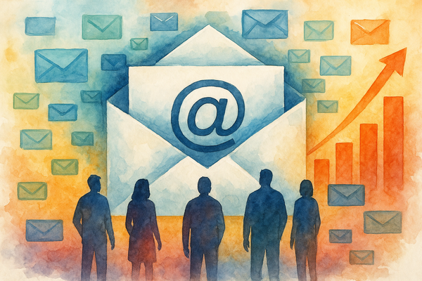 Professional illustration representing How to Optimize B2B Marketing Emails for Higher Open Rates featuring elements relat...