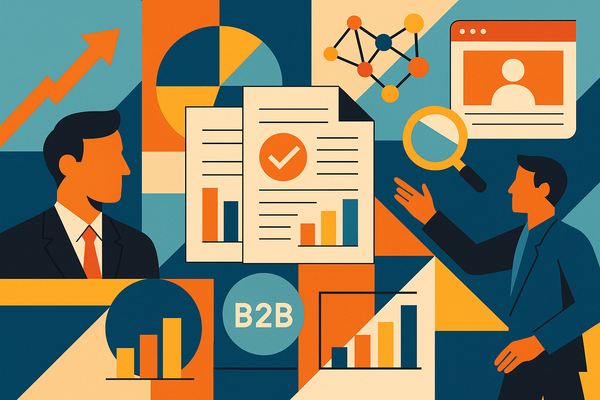 Professional illustration representing How to Create Effective B2B Sales Enablement Materials featuring elements related t...