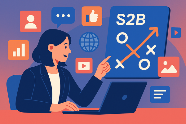 Professional illustration representing Developing a Social Media Strategy for B2B Companies featuring elements related to ...