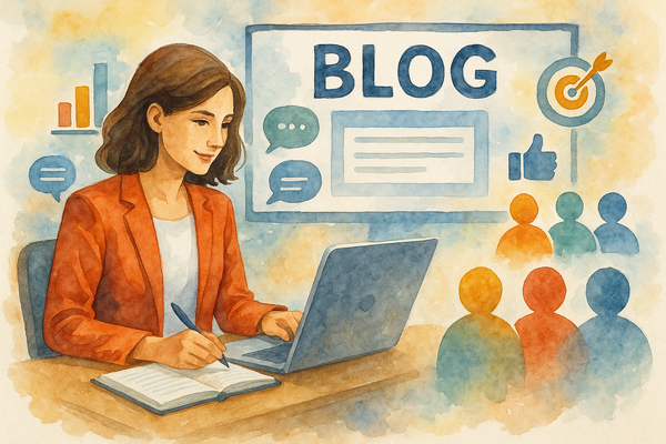 Professional illustration representing How to Create Engaging B2B Blog Content That Converts featuring elements related to...