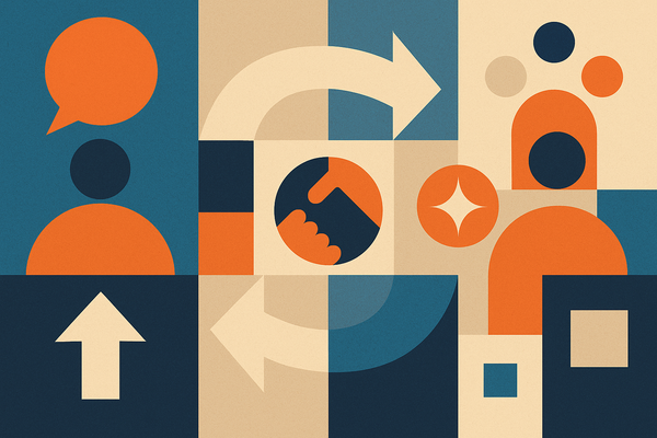Professional illustration representing How to Implement a B2B Referral Program Successfully featuring elements related to ...