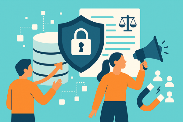 Professional illustration representing How to Leverage Data Privacy in B2B Marketing Strategies featuring elements related...