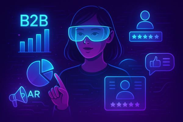 Professional illustration representing Enhancing B2B Marketing Campaigns with Augmented Reality featuring elements related...