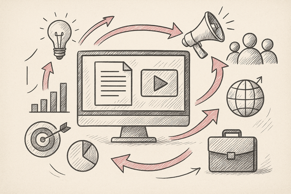 Professional illustration representing Maximizing Content Distribution for B2B Marketing Success featuring elements relate...