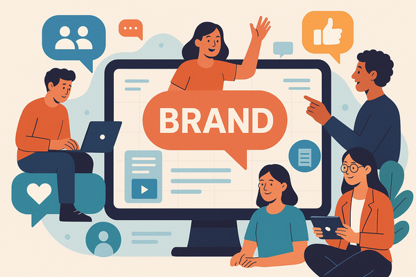 Professional illustration representing Building a B2B Brand Community to Foster Loyalty and Engagement featuring elements ...