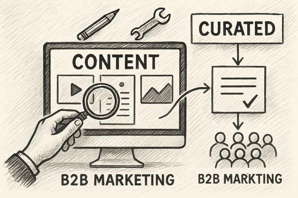 Professional illustration representing The Role of Content Curation in B2B Marketing Strategy featuring elements related t...