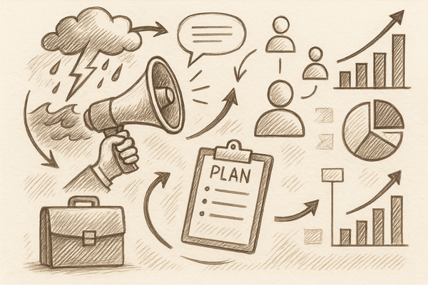 Professional illustration representing Building Resilience in B2B Marketing Through Crisis Communication featuring element...
