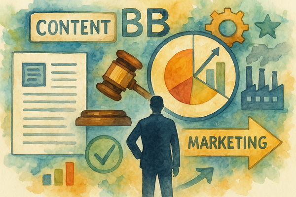Professional illustration representing The Importance of Content Governance in B2B Marketing featuring elements related to...