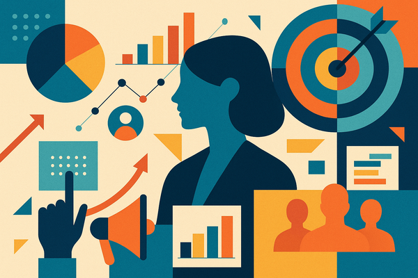 Professional illustration representing Creating a Data-Driven Approach to B2B Marketing featuring elements related to data...