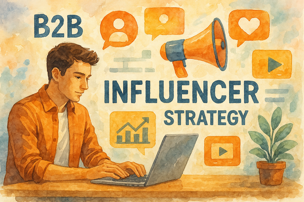 Professional illustration representing Creating an Effective B2B Influencer Partnership Strategy featuring elements relate...