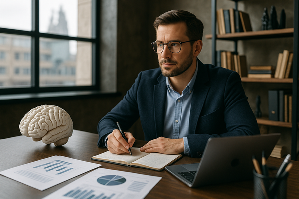 Professional illustration representing Developing a B2B Content Strategy Focused on Thought Leadership featuring elements ...