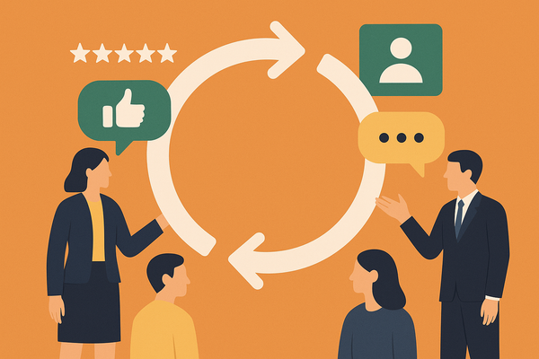 Professional illustration representing Implementing an Effective B2B Customer Feedback Loop featuring elements related to ...