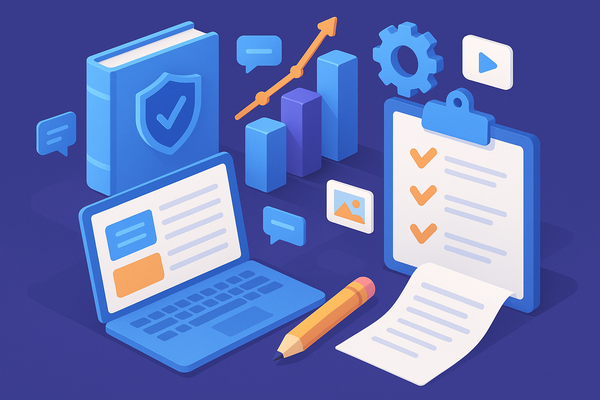 Professional illustration representing Developing an Effective B2B Content Governance Framework featuring elements related...