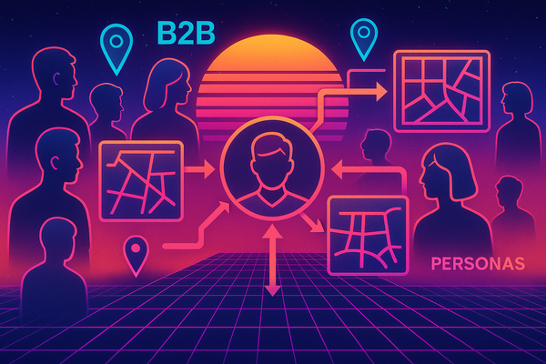 Professional illustration representing Implementing an Effective B2B Customer Journey Mapping Process featuring elements r...