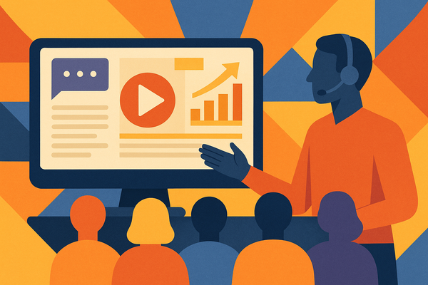 Professional illustration representing Creating Effective B2B Webinars for Lead Generation featuring elements related to w...