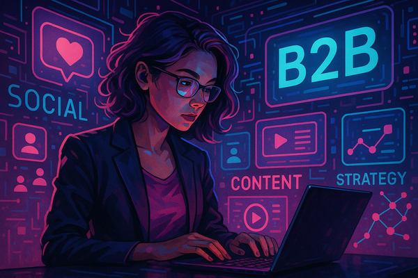 Professional illustration representing Best Practices for B2B Social Media Advertising featuring elements related to socia...