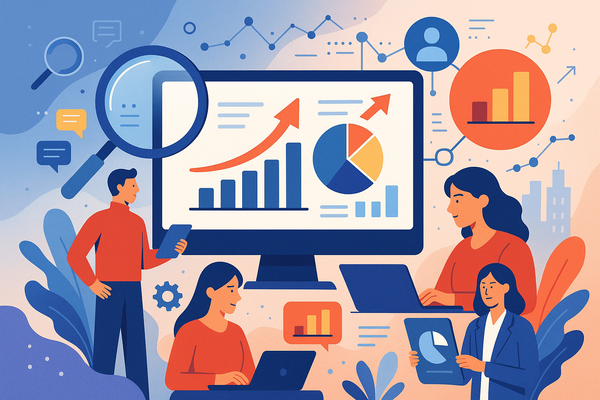 Professional illustration representing How to Leverage Data Analytics for B2B Marketing Success featuring elements related...