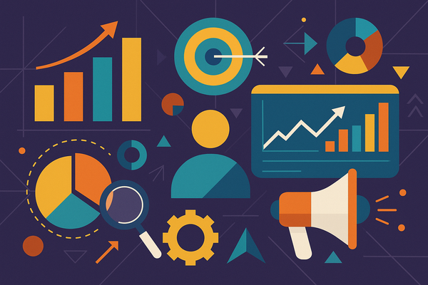Professional illustration representing How to Use Data-Driven Insights for B2B Marketing Decisions featuring elements rela...