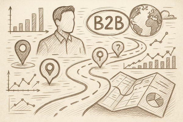 Professional illustration representing How to Implement a B2B Customer Journey Mapping Process featuring elements related ...