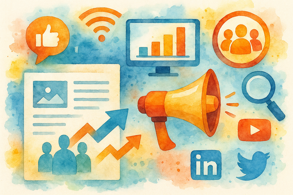 Professional illustration representing Effective Strategies for B2B Content Promotion featuring elements related to conten...