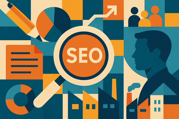 Professional illustration representing How to Optimize B2B Content for Search Engine Visibility featuring elements related...