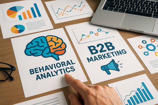 Professional illustration representing How to Use Behavioral Analytics to Enhance B2B Marketing Outcomes featuring element...
