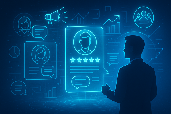Professional illustration representing Utilizing Customer Testimonials in B2B Marketing Strategies featuring elements rela...
